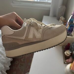 New Balance Women's Beige Platform Sneakers